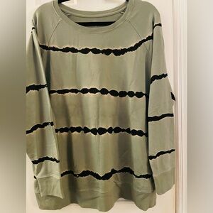 TORRID Sage Green Tie-Dye Long Sleeve French Terry Active Sweatshirt Top Sz 1 1X